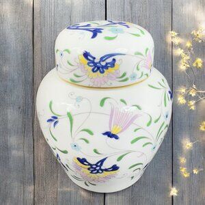1970s COALPORT Pageant Porcelain Ginger Jar Container With Lid Storage Box Decor